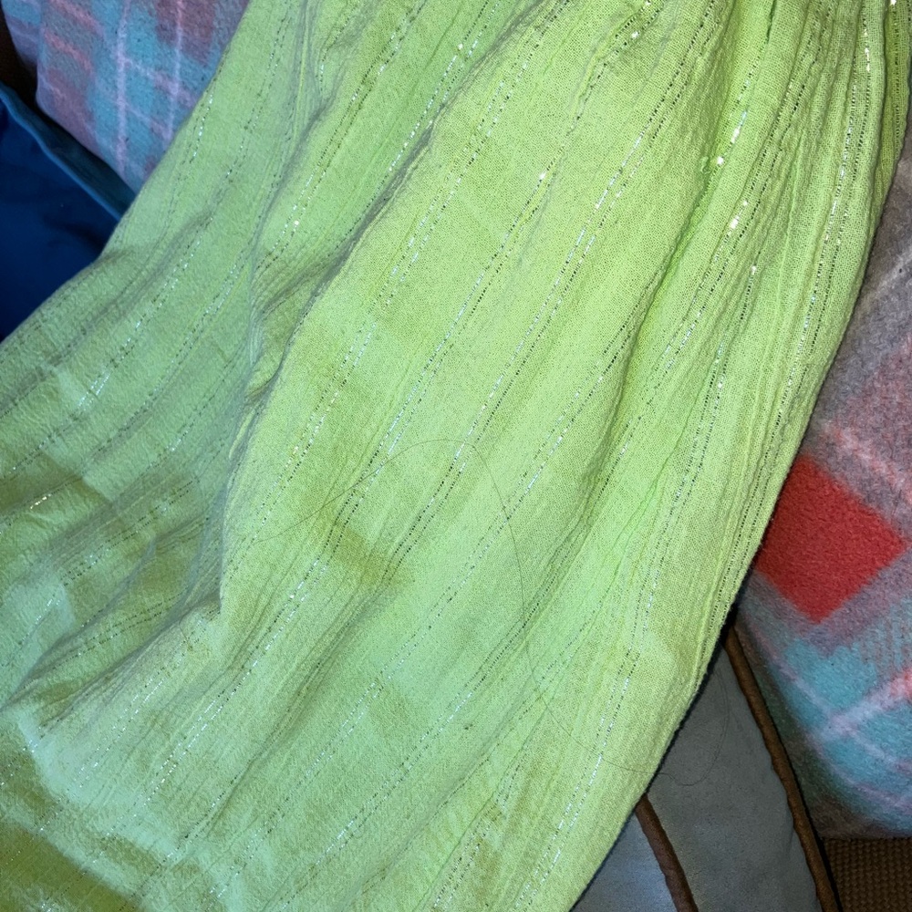 Elegant Green maxi Skirt subtle silver accents